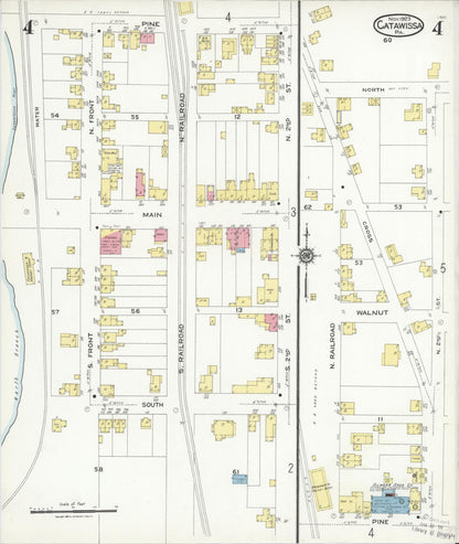 Sanborn Fire Insurance Map from Catawissa, Columbia County, Pennsylvania (1923), Sheet #0004 - Historic Sanborn Fire Insurance Map Print, vintage old map wall art, antique decor, genealogy gift, Pennsylvania Pennsylvania map