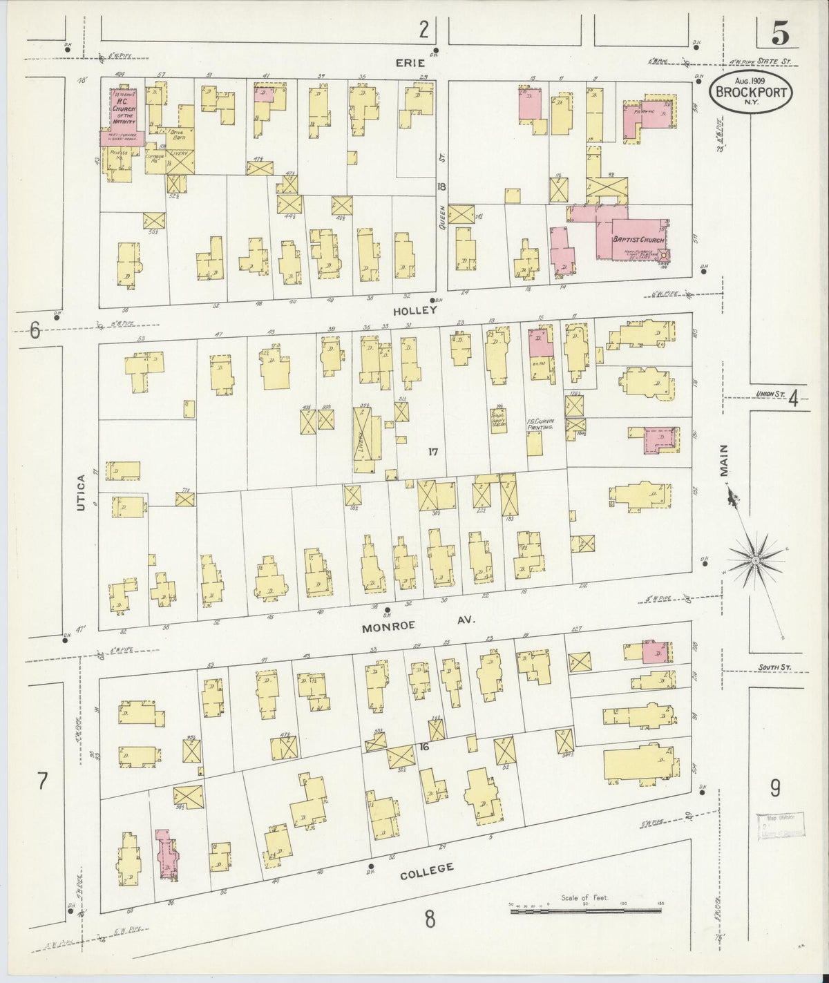 Sanborn Fire Insurance Map from Brockport, Monroe County, New York (1909), Sheet #0005 - Complete Map Set gallery image, historic Sanborn map, vintage wall art, New York New York