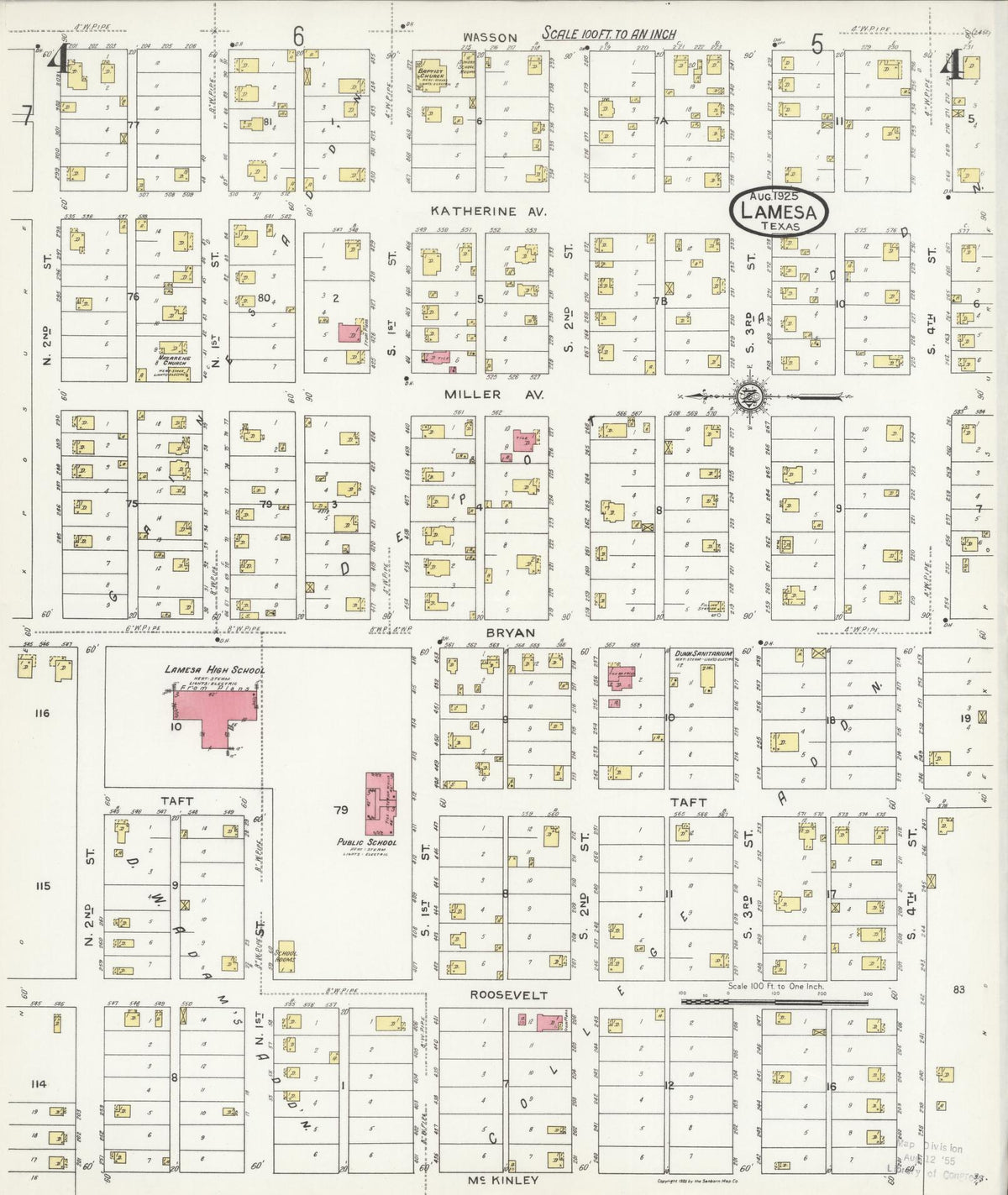 Sanborn Fire Insurance Map from Lamesa, Dawson County, Texas (1925), Sheet #0004 - Complete Map Set gallery image, historic Sanborn map, vintage wall art, Texas Texas