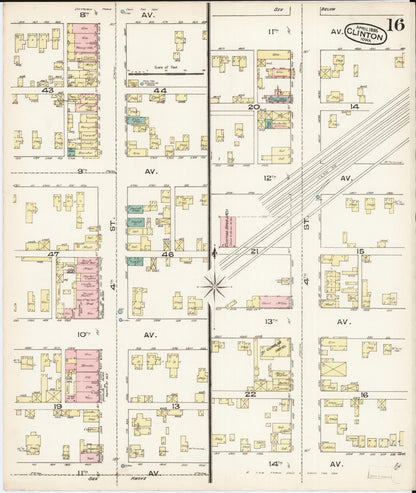 Sanborn Fire Insurance Map from Clinton, Clinton County, Iowa (1885), Sheet #0016 - Historic Sanborn Fire Insurance Map Print