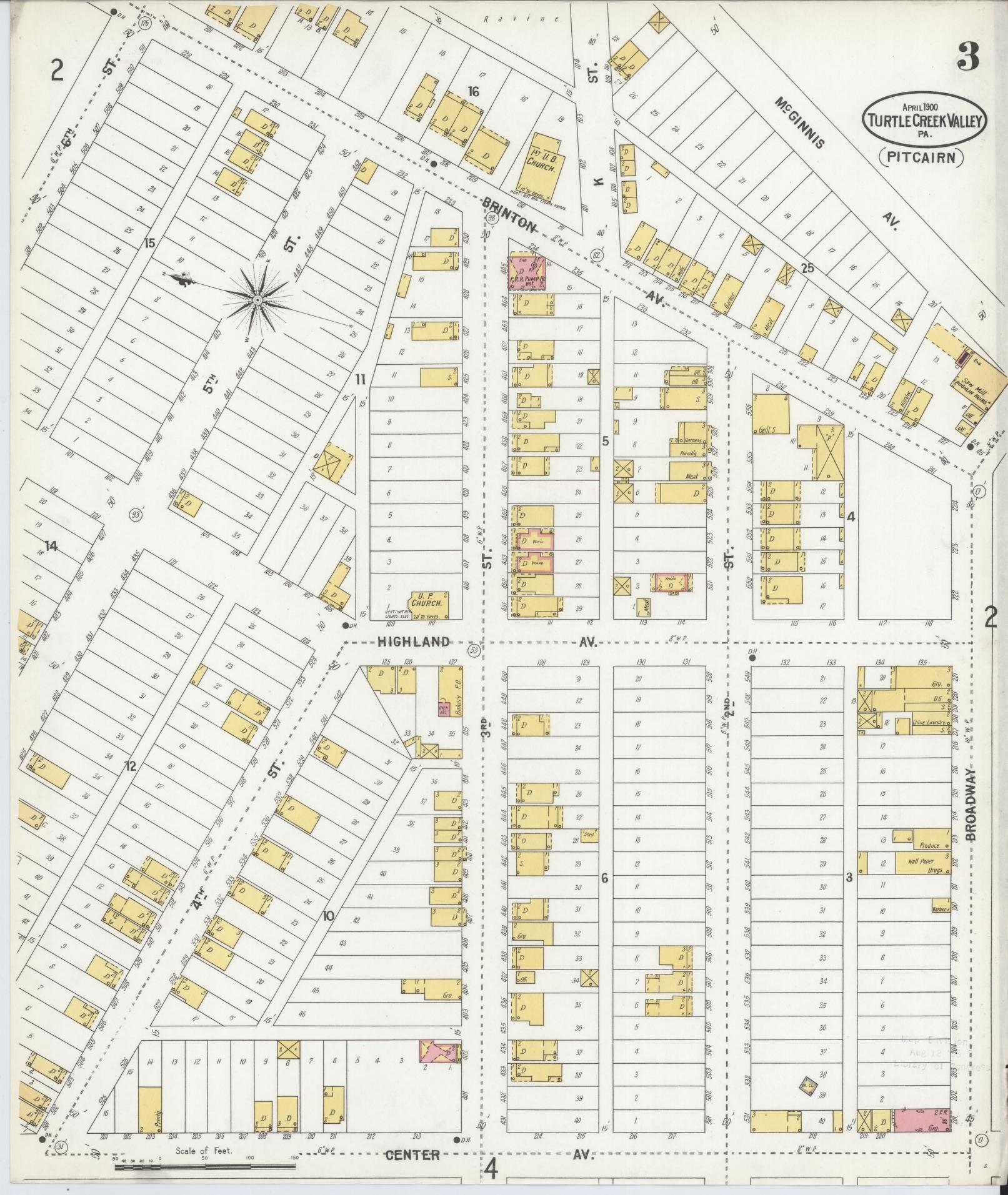 Sanborn Fire Insurance Map from Turtle Creek Valley, Allegheny County, Pennsylvania (1900), Sheet #0003 - Complete Map Set gallery image, historic Sanborn map, vintage wall art, Pennsylvania Pennsylvania