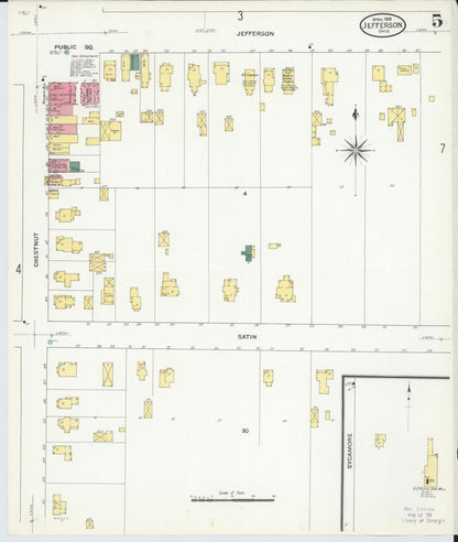 Sanborn Fire Insurance Map from Jefferson, Ashtabula County, Ohio (1909), Sheet #0005 - Historic Sanborn Fire Insurance Map Print, vintage old map wall art, antique decor, genealogy gift, Ohio Ohio map
