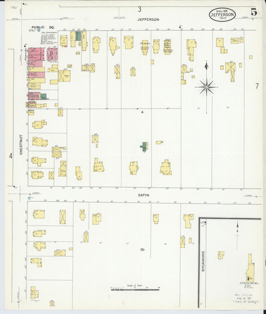 Sanborn Fire Insurance Map from Jefferson, Ashtabula County, Ohio (1909), Sheet #0005 - Historic Sanborn Fire Insurance Map Print, vintage old map wall art, antique decor, genealogy gift, Ohio Ohio map