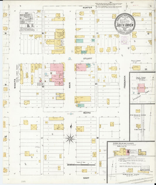 Sanborn Fire Insurance Map from South Haven, Sumner County, Kansas (1905), Sheet #0001 - Historic Sanborn Fire Insurance Map Print, vintage old map wall art, antique decor, genealogy gift, Kansas Kansas map