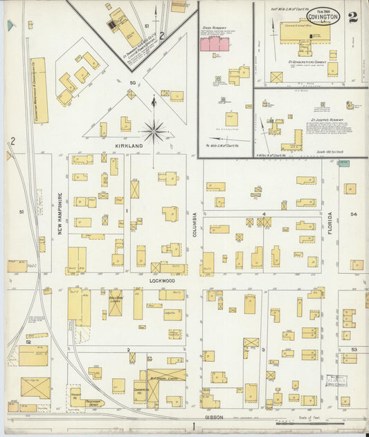Sanborn Fire Insurance Map from Covington, Saint Tammany Parish, Louisiana (1904), Sheet #0002 - Historic Sanborn Fire Insurance Map Print, vintage old map wall art, antique decor, genealogy gift, Louisiana Louisiana map