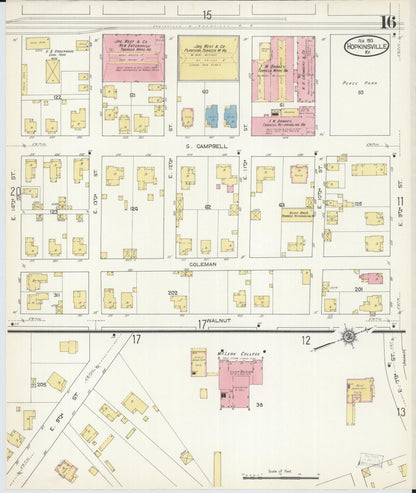 Sanborn Fire Insurance Map from Hopkinsville, Christian County, Kentucky (1913), Sheet #0016 - Complete Map Set gallery image, historic Sanborn map, vintage wall art, Kentucky Kentucky