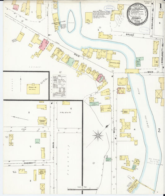 Sanborn Fire Insurance Map from Hardwick, Caledonia County, Vermont (1898), Sheet #0001 - Complete Map Set gallery image, historic Sanborn map, vintage wall art, Vermont Vermont
