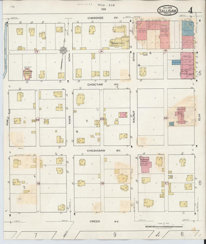 Sanborn Fire Insurance Map from Sallisaw, Sequoyah County, Oklahoma (1933), Sheet #0004 - Complete Map Set gallery image, historic Sanborn map, vintage wall art, Oklahoma Oklahoma