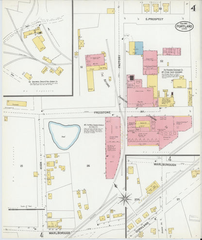 Sanborn Fire Insurance Map from Portland, Middlesex County, Connecticut (1901), Sheet #0004 - Complete Map Set gallery image, historic Sanborn map, vintage wall art, Connecticut Connecticut