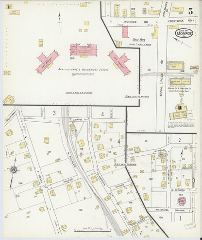 Sanborn Fire Insurance Map from Monroe, Walton County, Georgia (1916), Sheet #0005 - Complete Map Set gallery image, historic Sanborn map, vintage wall art, Georgia Georgia