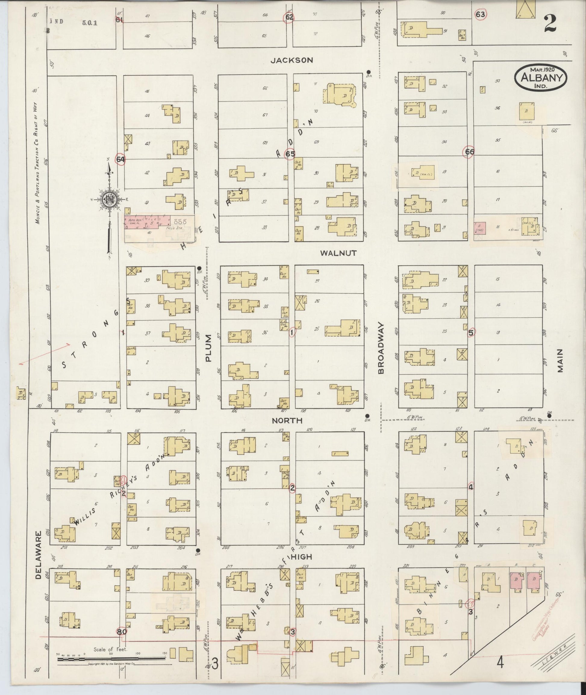 Sanborn Fire Insurance Map from Albany, Delaware County, Indiana (1943), Sheet #0002 - Complete Map Set gallery image, historic Sanborn map, vintage wall art, Albany Delaware