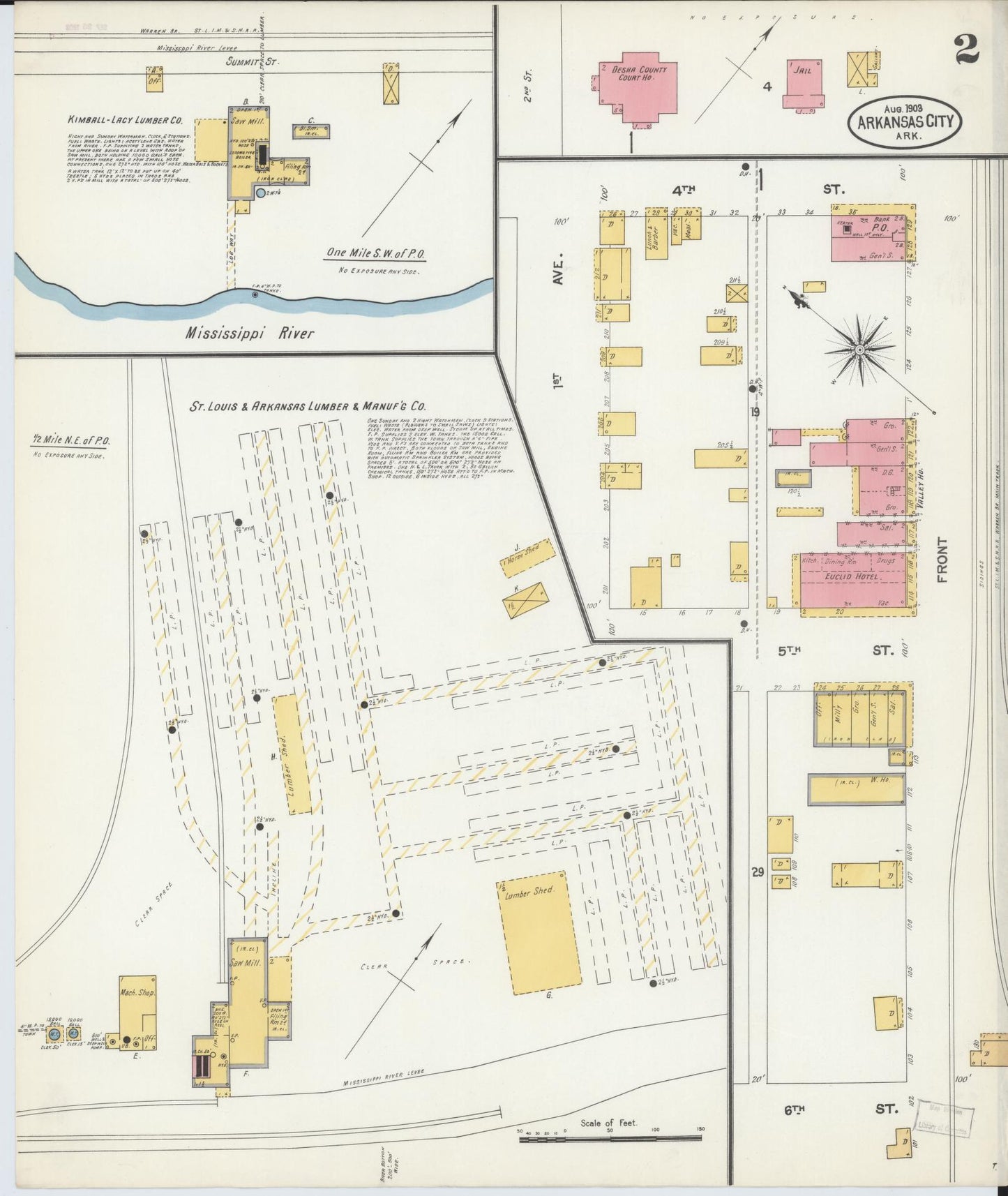 Sanborn Fire Insurance Map from Arkansas City, Desha County, Arkansas (1903), Sheet #0002 - Complete Map Set gallery image, historic Sanborn map, vintage wall art, Arkansas Arkansas
