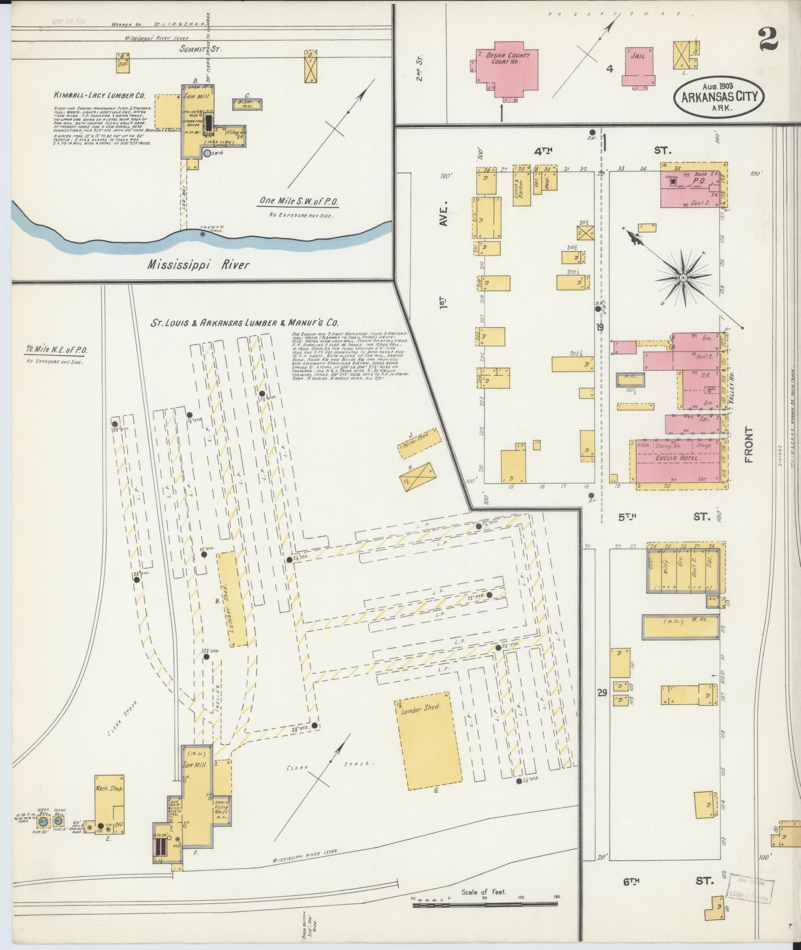 Sanborn Fire Insurance Map from Arkansas City, Desha County, Arkansas (1903), Sheet #0002 - Complete Map Set gallery image, historic Sanborn map, vintage wall art, Arkansas Arkansas