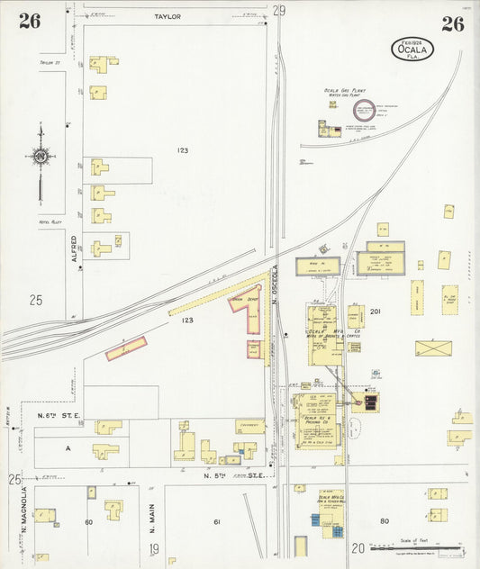 Sanborn Fire Insurance Map from Ocala, Marion County, Florida (1924), Sheet #0026 - Historic Sanborn Fire Insurance Map Print, vintage old map wall art, antique decor, genealogy gift, Florida Florida map