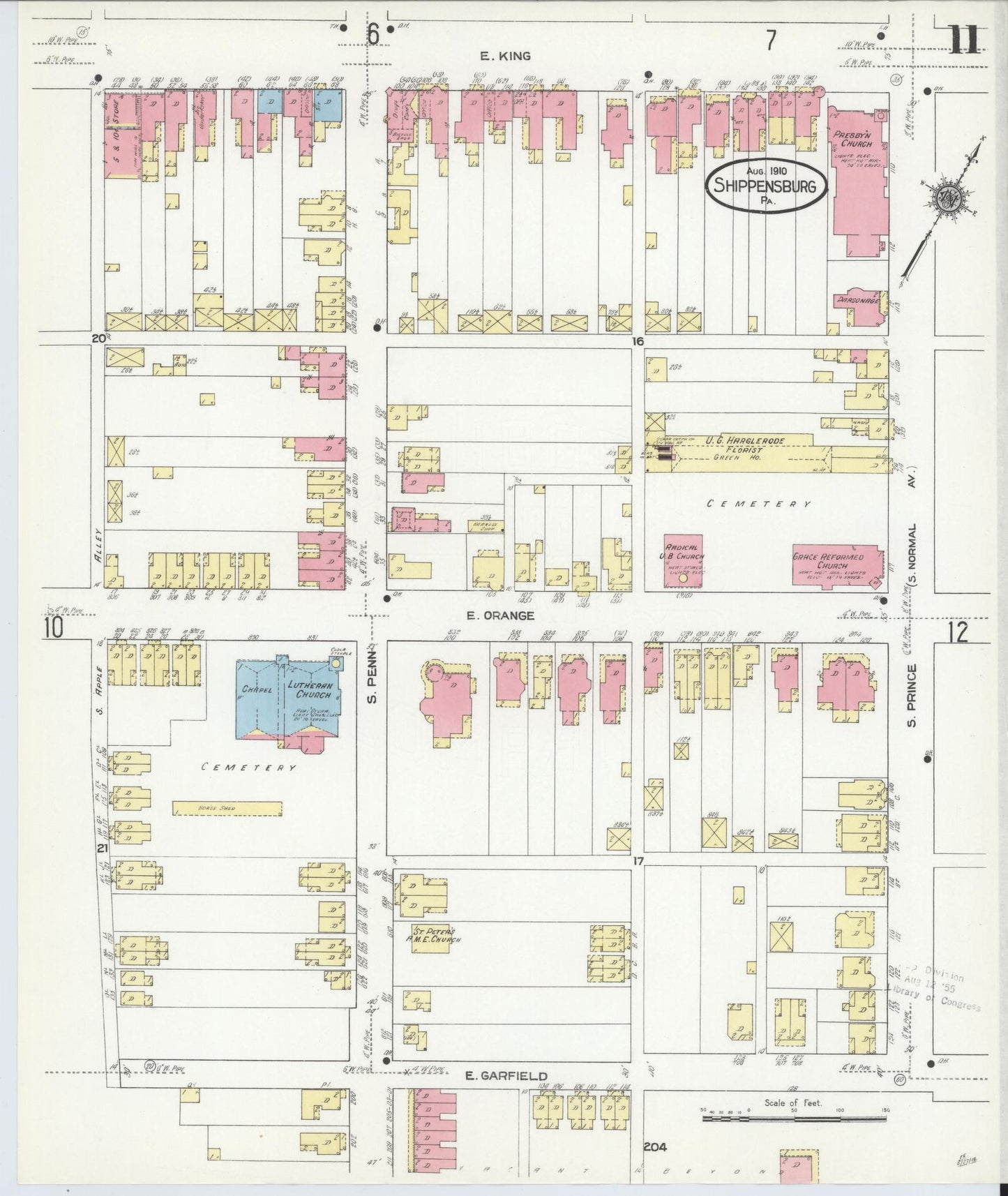 Sanborn Fire Insurance Map from Shippensburg, Cumberland And Franklin Counties, Pennsylvania (1910), Sheet #0011 - Complete Map Set gallery image, historic Sanborn map, vintage wall art, Counties Pennsylvania