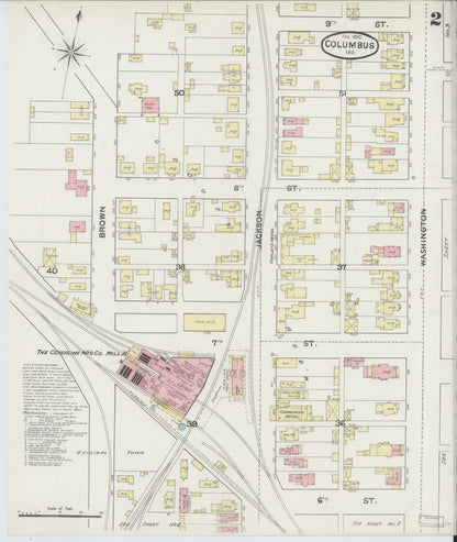 Sanborn Fire Insurance Map from Columbus, Bartholomew County, Indiana (1890), Sheet #0002 - Complete Map Set gallery image, historic Sanborn map, vintage wall art, Indiana Indiana