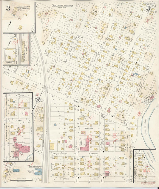 Sanborn Fire Insurance Map from Winamac, Pulaski County, Indiana (1943), Sheet #0003 - Historic Sanborn Fire Insurance Map Print, vintage old map wall art, antique decor, genealogy gift, Indiana Indiana map