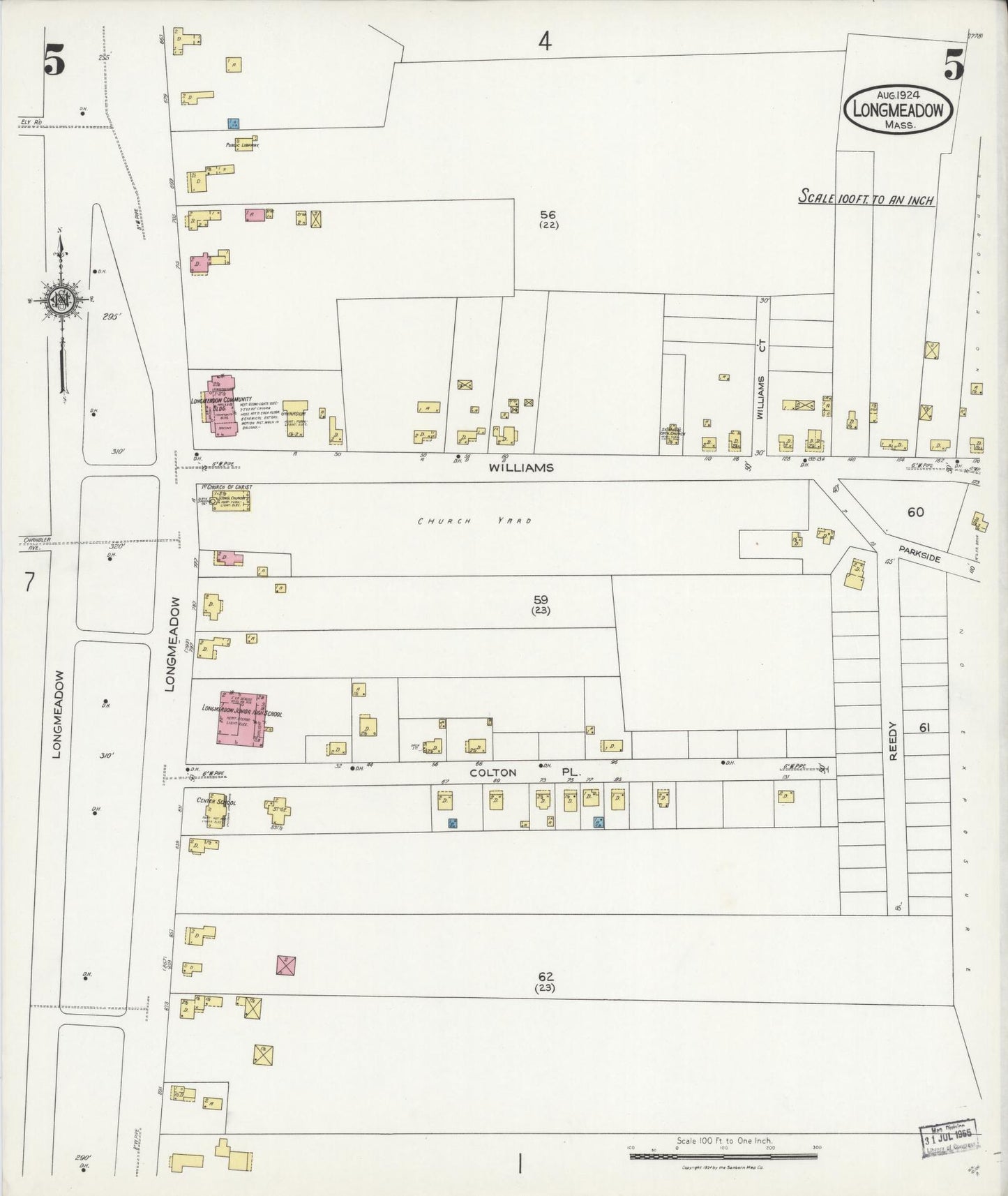 Sanborn Fire Insurance Map from Longmeadow, Hampden County, Massachusetts (1924), Sheet #0005 - Complete Map Set gallery image, historic Sanborn map, vintage wall art, Massachusetts Massachusetts