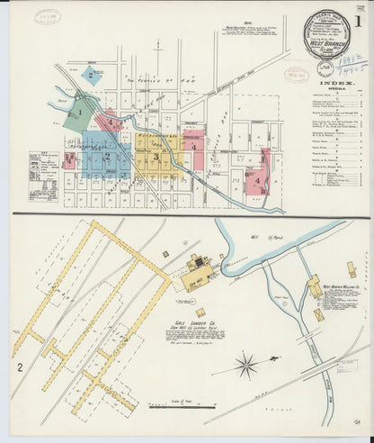 Sanborn Fire Insurance Map from West Branch, Ogemaw County, Michigan (1898), Sheet #0001 - Historic Sanborn Fire Insurance Map Print, vintage old map wall art, antique decor, genealogy gift, Michigan Michigan map