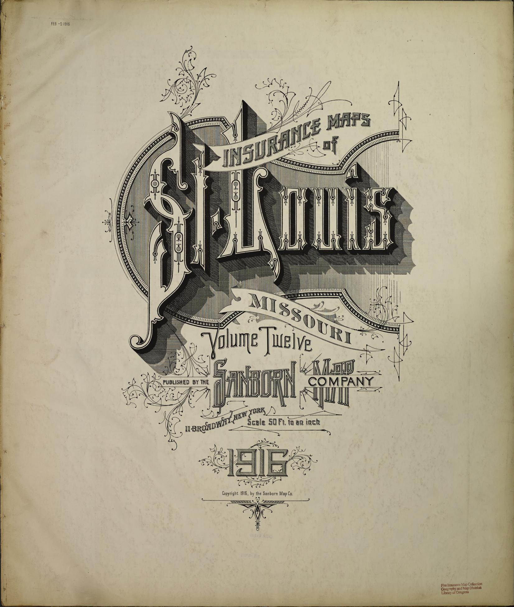 Sanborn Fire Insurance Map from Saint Louis, Independent City, Missouri. (1916) – Historic Sanborn Fire Insurance Map Print