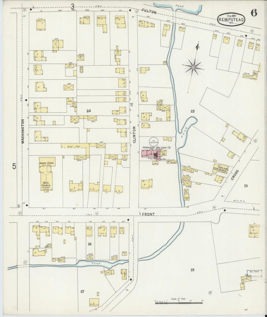 Sanborn Fire Insurance Map from Hempstead, Nassau County, New York (1897), Sheet #0006 - Historic Sanborn Fire Insurance Map Print, vintage old map wall art, antique decor, genealogy gift, New York New York map