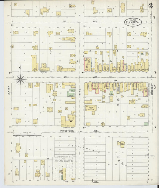 Sanborn Fire Insurance Map from Flandreau, Moody County, South Dakota (1898), Sheet #0002 - Historic Sanborn Fire Insurance Map Print, vintage old map wall art, antique decor, genealogy gift, South Dakota South Dakota map