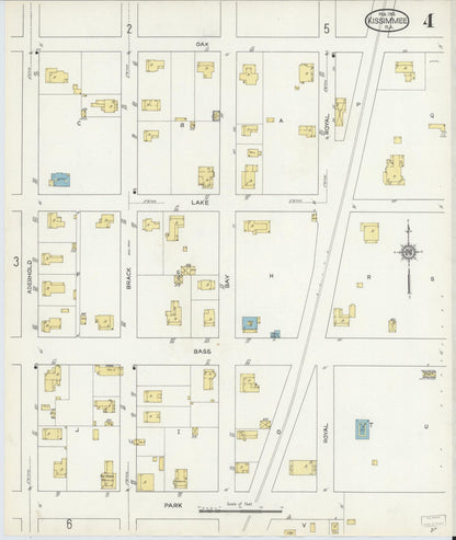 Sanborn Fire Insurance Map from Kissimmee, Osceola County, Florida (1914), Sheet #0004 - Complete Map Set gallery image, historic Sanborn map, vintage wall art, Florida Florida