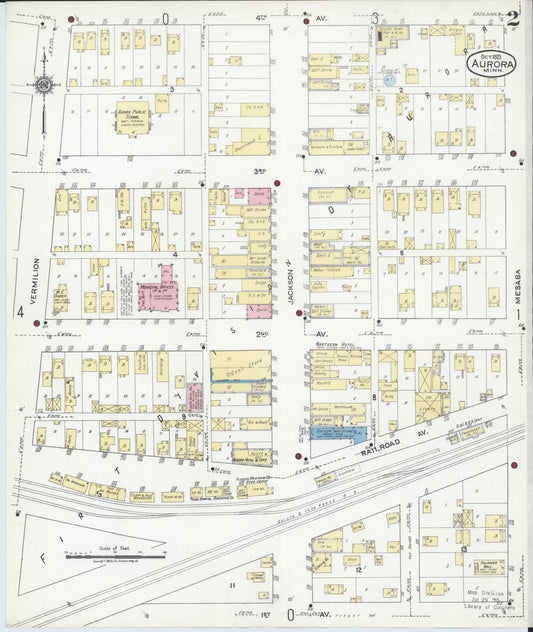Sanborn Fire Insurance Map from Aurora, Saint Louis County, Minnesota (1921), Sheet #0002 - Historic Sanborn Fire Insurance Map Print, vintage old map wall art, antique decor, genealogy gift, Minnesota Minnesota map