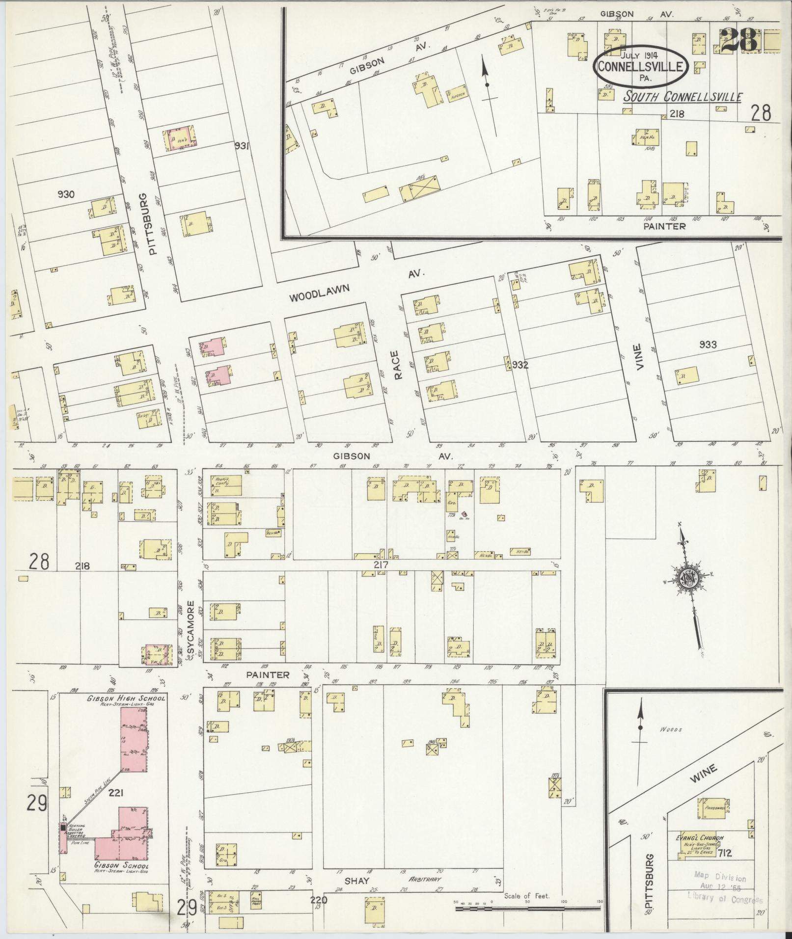 Sanborn Fire Insurance Map from Connellsville, Fayette County, Pennsylvania (1914), Sheet #0028 - Historic Sanborn Fire Insurance Map Print, vintage old map wall art, antique decor, genealogy gift, Pennsylvania Pennsylvania map