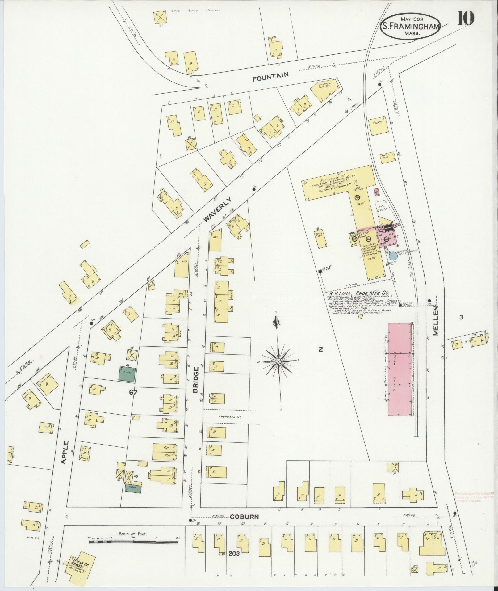 Sanborn Fire Insurance Map from South Farmington, Middlesex County, Massachusetts (1909), Sheet #0010 - Historic Sanborn Fire Insurance Map Print, vintage old map wall art, antique decor, genealogy gift, Massachusetts Massachusetts map