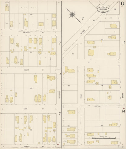 Sanborn Fire Insurance Map from Hoquiam, Grays Harbor County, Washington (1916), Sheet #0006 - Complete Map Set gallery image, historic Sanborn map, vintage wall art, Washington Washington