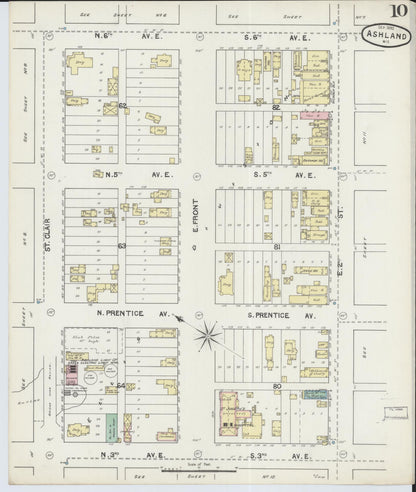 Sanborn Fire Insurance Map from Ashland, Ashland County, Wisconsin (1890), Sheet #0010 - Complete Map Set gallery image, historic Sanborn map, vintage wall art, Wisconsin Wisconsin