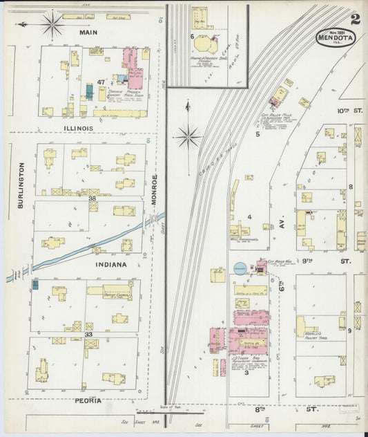Sanborn Fire Insurance Map from Mendota, La Salle County, Illinois (1891), Sheet #0002 - Historic Sanborn Fire Insurance Map Print, vintage old map wall art, antique decor, genealogy gift, Illinois Illinois map