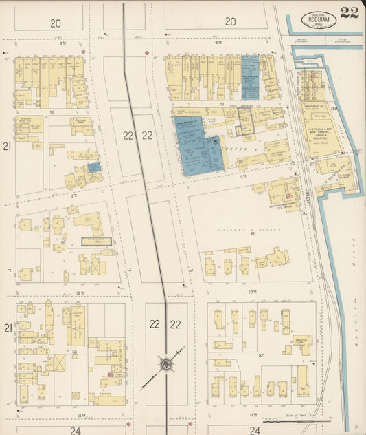Sanborn Fire Insurance Map from Hoquiam, Grays Harbor County, Washington (1916), Sheet #0022 - Historic Sanborn Fire Insurance Map Print, vintage old map wall art, antique decor, genealogy gift, Washington Washington map