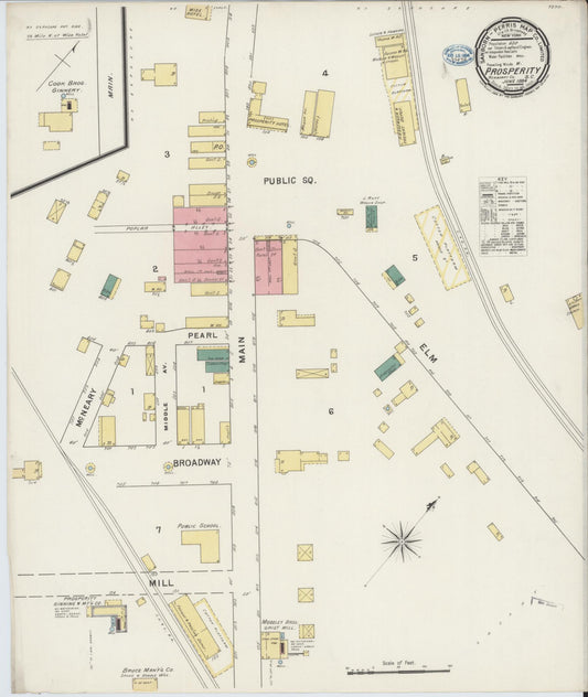 Sanborn Fire Insurance Map from Prosperity, Newberry County, South Carolina (1894), Sheet #0001 - Historic Sanborn Fire Insurance Map Print, vintage old map wall art, antique decor, genealogy gift, South Carolina South Carolina map