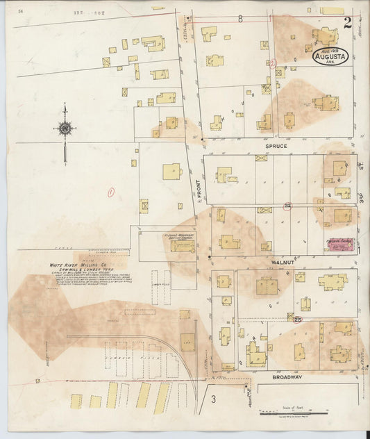 Sanborn Fire Insurance Map from Augusta, Woodruff County, Arkansas (1941), Sheet #0002 - Historic Sanborn Fire Insurance Map Print, vintage old map wall art, antique decor, genealogy gift, Arkansas Arkansas map