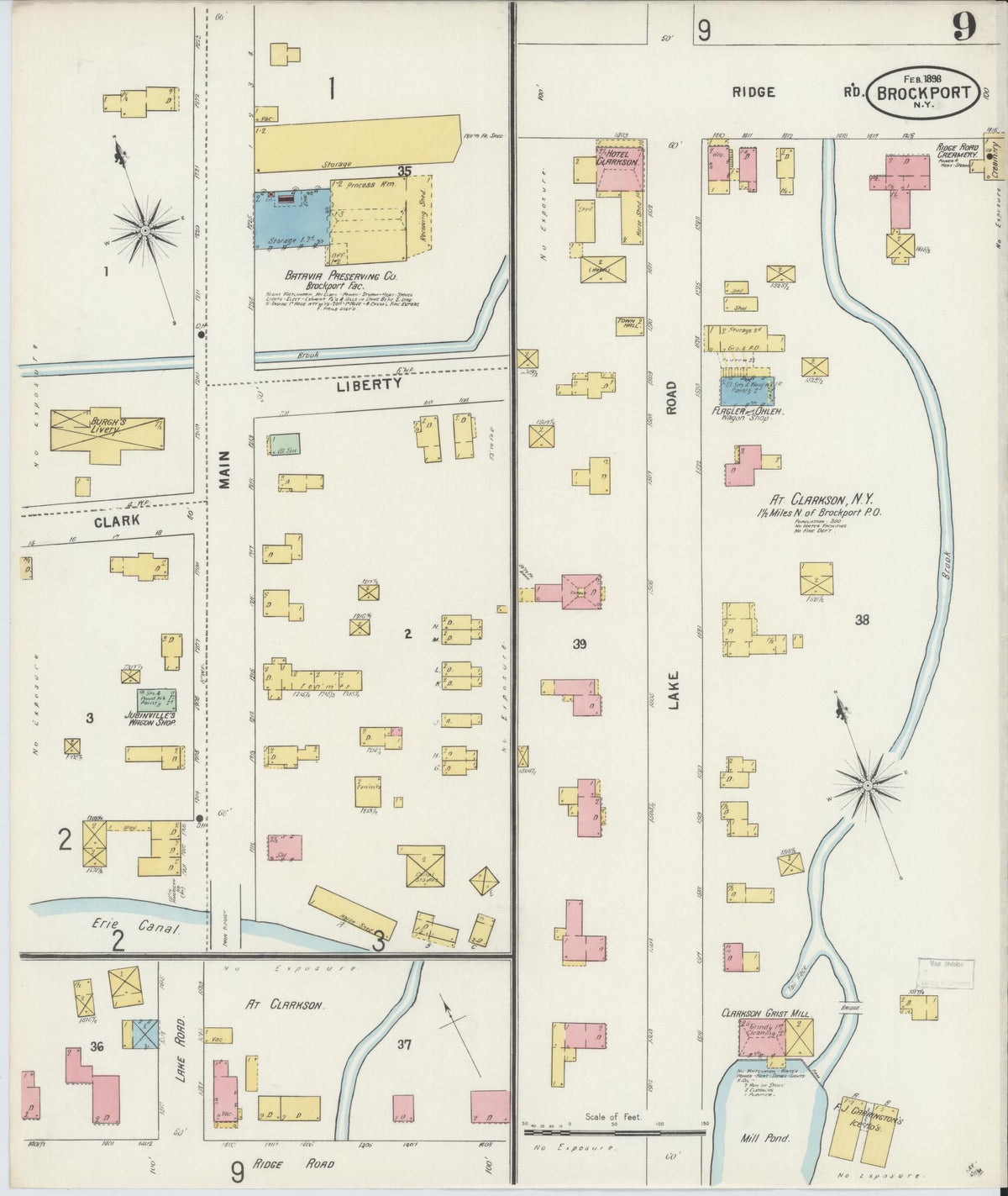 Sanborn Fire Insurance Map from Brockport, Monroe County, New York (1898), Sheet #0009 - Complete Map Set gallery image, historic Sanborn map, vintage wall art, New York New York