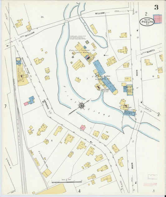 Sanborn Fire Insurance Map from Phelps, Ontario County, New York (1911), Sheet #0003 - Historic Sanborn Fire Insurance Map Print, vintage old map wall art, antique decor, genealogy gift, New York New York map