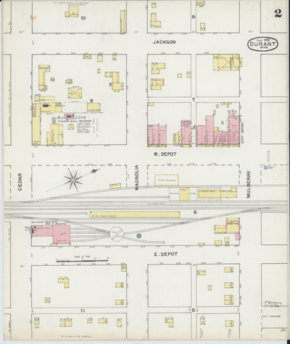 Sanborn Fire Insurance Map from Durant, Holmes County, Mississippi (1892), Sheet #0002 - Complete Map Set gallery image, historic Sanborn map, vintage wall art, Mississippi Mississippi