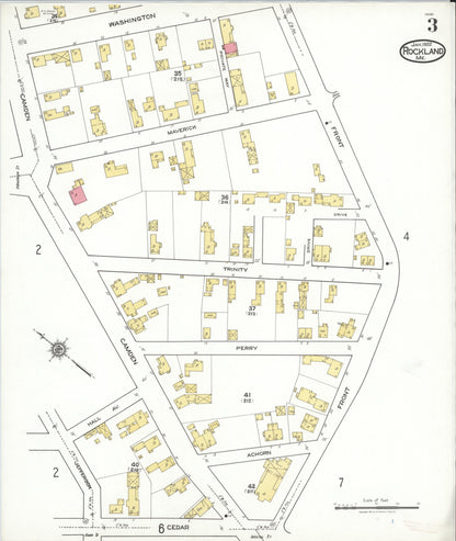Sanborn Fire Insurance Map from Rockland, Knox County, Maine (1922), Sheet #0003 - Complete Map Set gallery image, historic Sanborn map, vintage wall art, Maine Maine