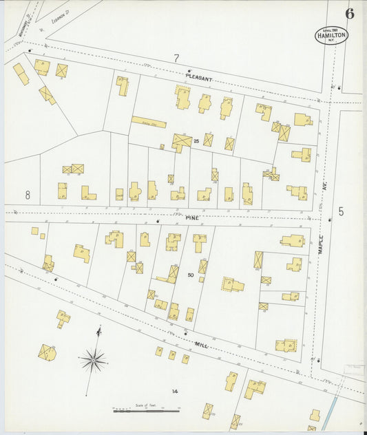 Sanborn Fire Insurance Map from Hamilton, Madison County, New York (1901), Sheet #0006 - Historic Sanborn Fire Insurance Map Print, vintage old map wall art, antique decor, genealogy gift, New York New York map