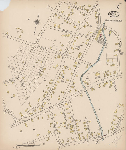 Sanborn Fire Insurance Map from Derry, Rockingham County, New Hampshire (1921), Sheet #0002 - Historic Sanborn Fire Insurance Map Print, vintage old map wall art, antique decor, genealogy gift, New Hampshire New Hampshire map