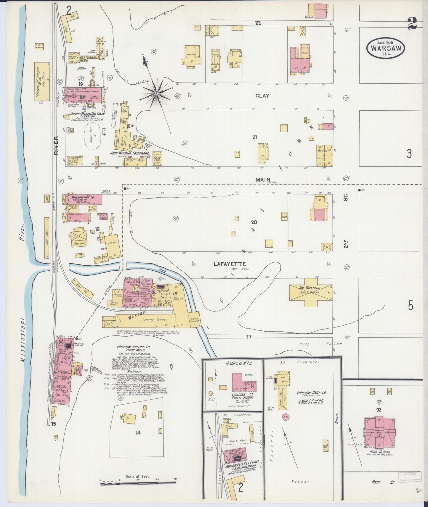 Sanborn Fire Insurance Map from Warsaw, Hancock County, Illinois (1906), Sheet #0002 - Complete Map Set gallery image, historic Sanborn map, vintage wall art, Illinois Illinois