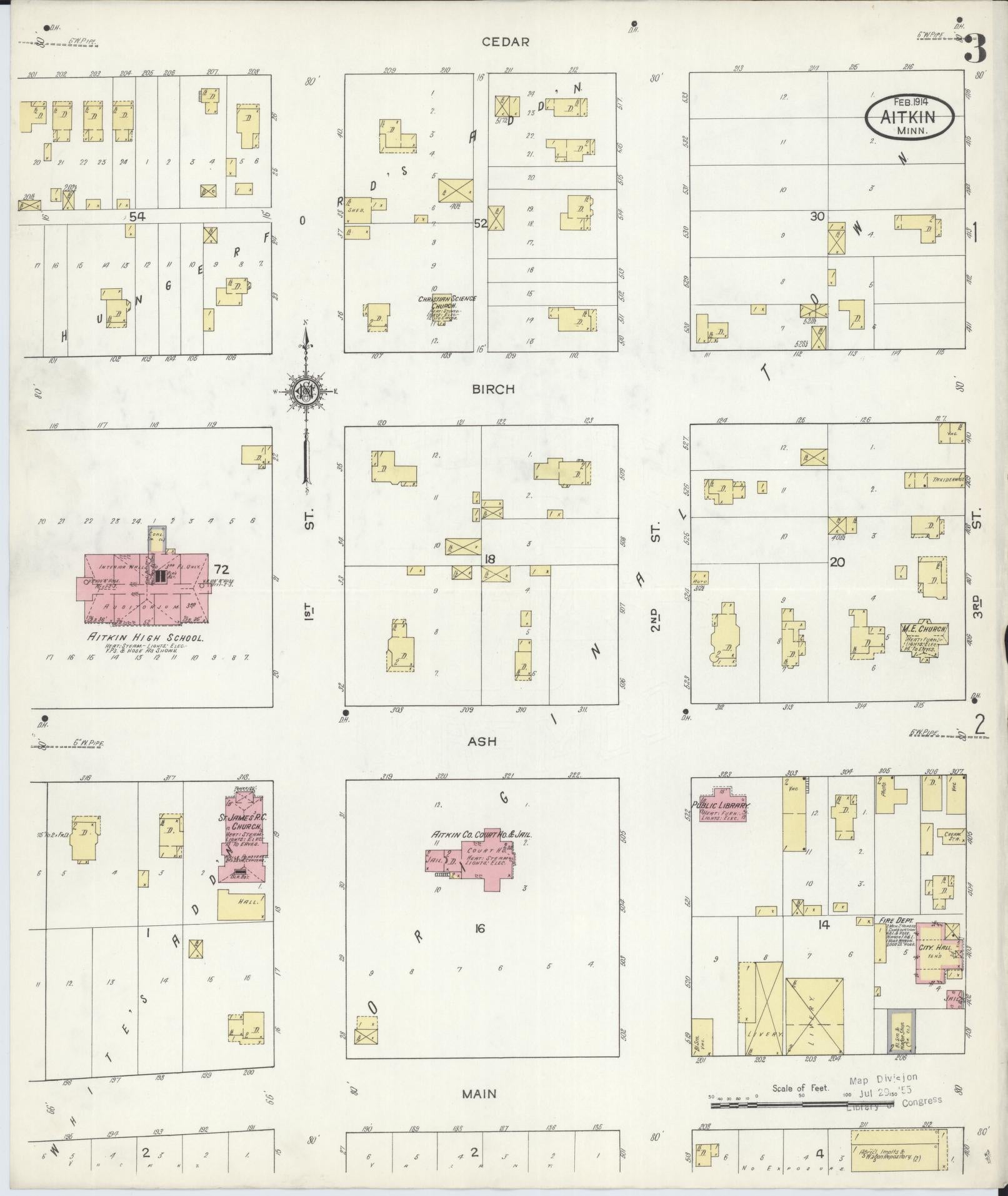 Sanborn Fire Insurance Map from Aitkin, Aitkin County, Minnesota (1914), Sheet #0003 - Historic Sanborn Fire Insurance Map Print, vintage old map wall art, antique decor, genealogy gift, Minnesota Minnesota map