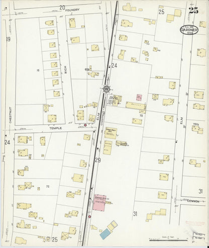 Sanborn Fire Insurance Map from Gardner, Worcester County, Massachusetts (1914), Sheet #0025 - Complete Map Set gallery image, historic Sanborn map, vintage wall art, Massachusetts Massachusetts