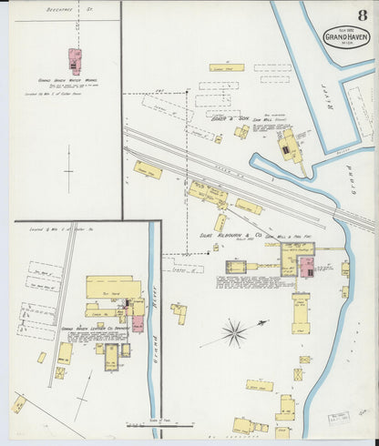 Sanborn Fire Insurance Map from Grand Haven, Ottawa County, Michigan (1892), Sheet #0008 - Complete Map Set gallery image, historic Sanborn map, vintage wall art, Michigan Michigan