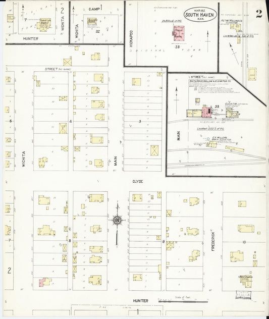 Sanborn Fire Insurance Map from South Haven, Sumner County, Kansas (1912), Sheet #0002 - Historic Sanborn Fire Insurance Map Print, vintage old map wall art, antique decor, genealogy gift, Kansas Kansas map