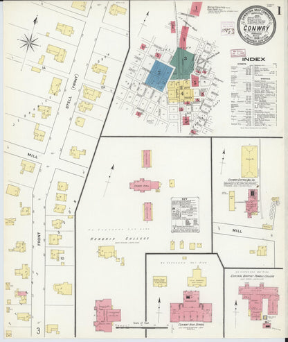 Sanborn Fire Insurance Map from Conway, Faulkner County, Arkansas (1909), Sheet #0001 - Complete Map Set gallery image, historic Sanborn map, vintage wall art, Arkansas Arkansas