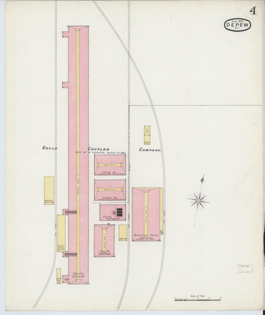 Sanborn Fire Insurance Map from Depew, Erie County, New York (1893), Sheet #0004 - Historic Sanborn Fire Insurance Map Print, vintage old map wall art, antique decor, genealogy gift, New York New York map
