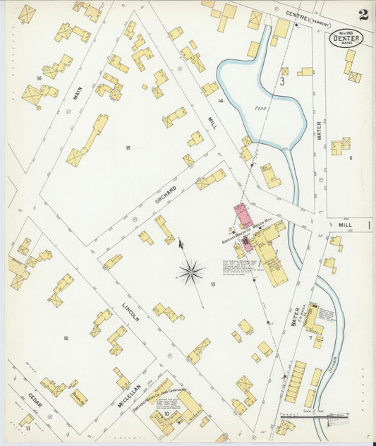 Sanborn Fire Insurance Map from Dexter, Penobscot County, Maine (1900), Sheet #0002 - Historic Sanborn Fire Insurance Map Print, vintage old map wall art, antique decor, genealogy gift, Maine Maine map